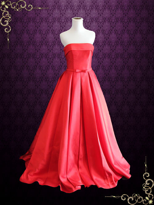 Strapless Red Wedding Dress with Cute Bow RUBY