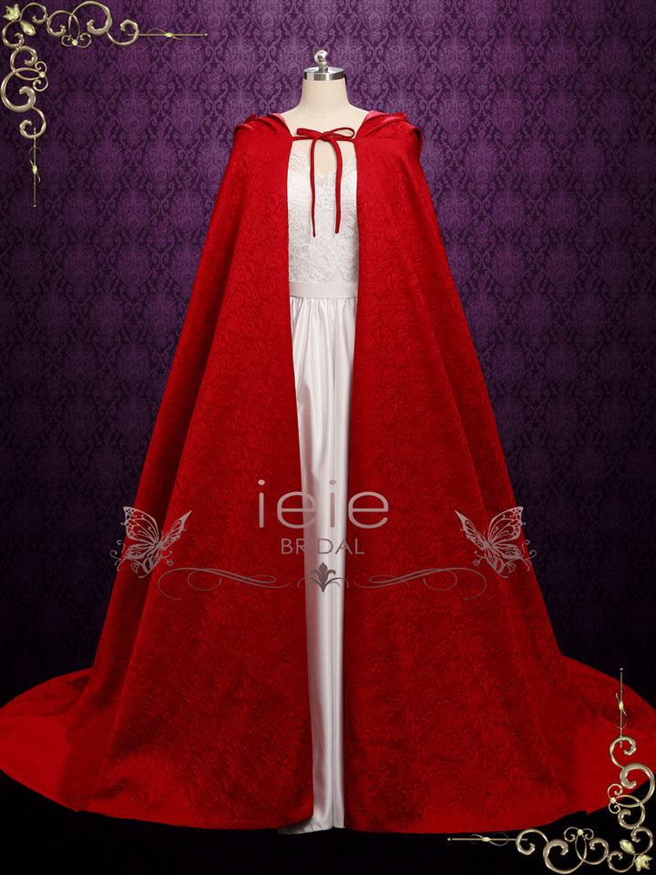 Vintage Style Long Red Cloak with Hood SCARLETT