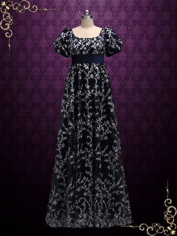Regency Style Empire Dress with Floral Lace ALICE