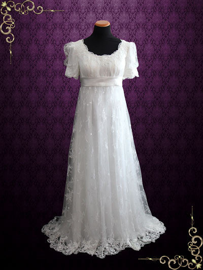 Regency Style Lace Wedding Dress with Empire Waist AMIEE – ieie Bridal