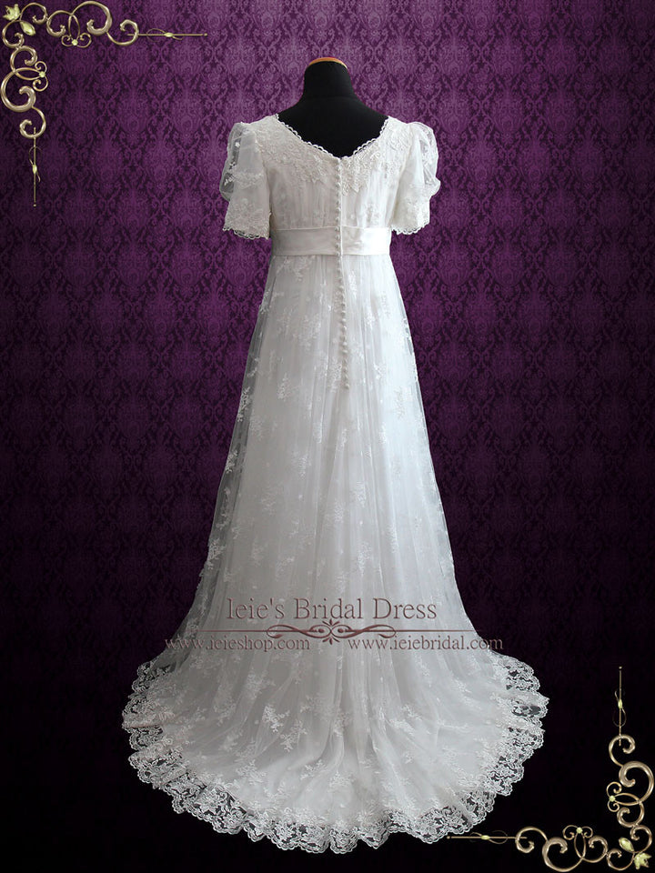 Regency Style Lace Wedding Dress with Empire Waist AMIEE ieie Regency Style Lace Wedding Dress with Empire Waist AMIEE ieie