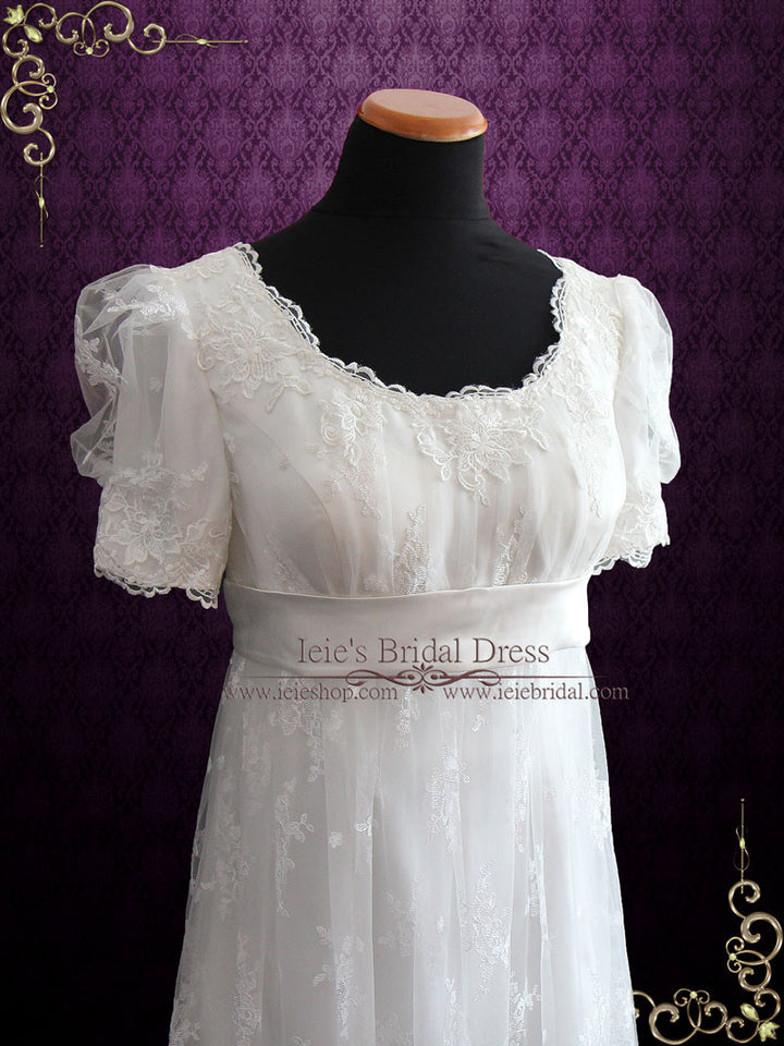 Regency Style Lace Wedding Dress with Empire Waist AMIEE Regency Style Lace Wedding Dress with Empire Waist AMIEE