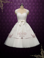 White Vintage Tea Length Lace Wedding Dress KLARA