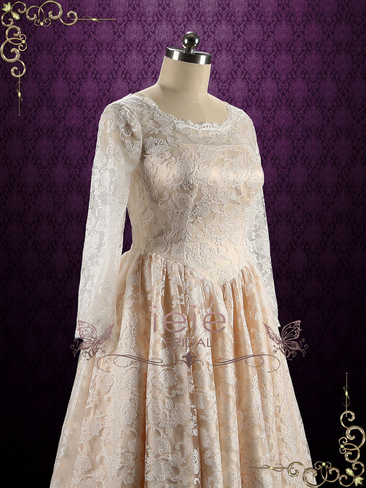 Retro Tea Length Lace Wedding Dress | Shirley