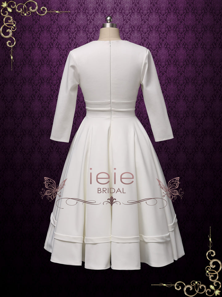 Retro Simple Long Sleeves Short Wedding Dress | Lynn