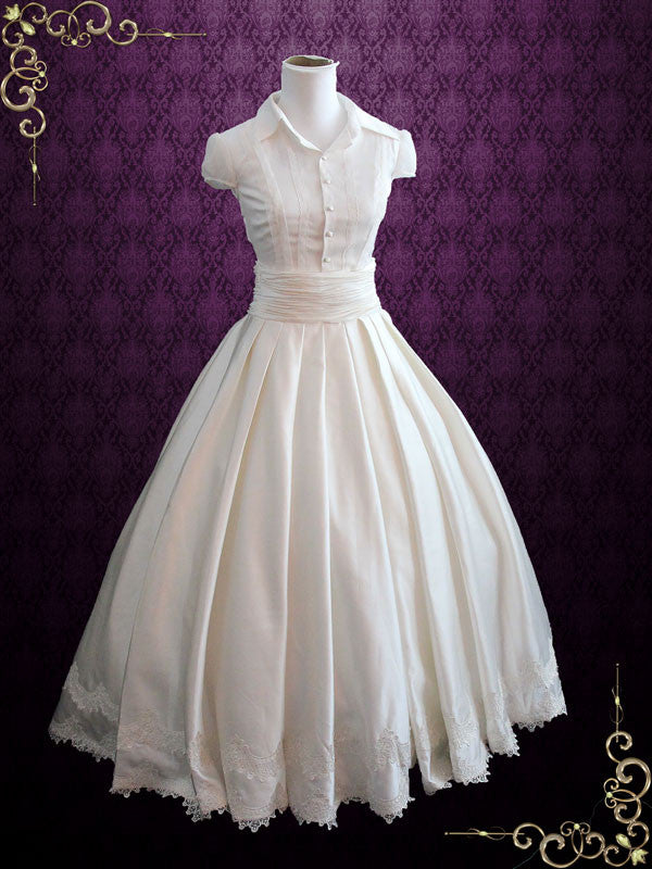 Fairy Tale 2 Piece Satin Ball Gown Wedding Dress | MELINDA