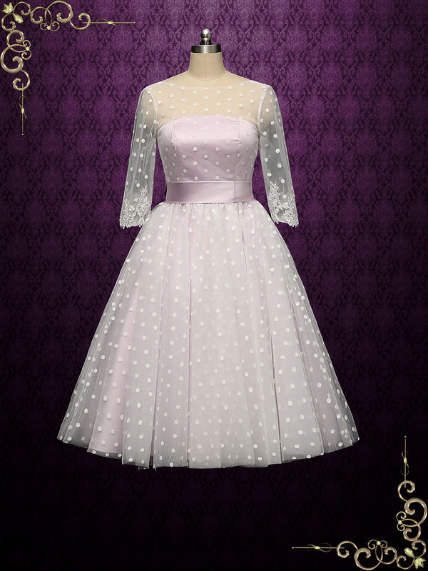 Retro Short Purple Polka Dot Wedding Dress BEVERLY
