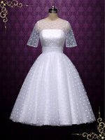 Retro Tea Length Wedding Dress with Polka Dot BRIDGET