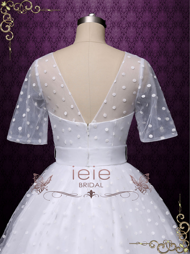 Retro Tea Length Wedding Dress with Polka Dot BRIDGET