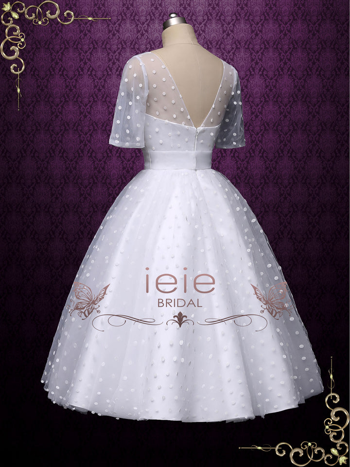 Retro Tea Length Wedding Dress with Polka Dot BRIDGET