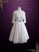 Lace Tea Length Wedding Dress with Sleeves | CHRISTINA