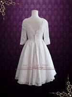 Lace Tea Length Wedding Dress with Sleeves | CHRISTINA