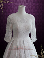 Lace Tea Length Wedding Dress with Sleeves | CHRISTINA