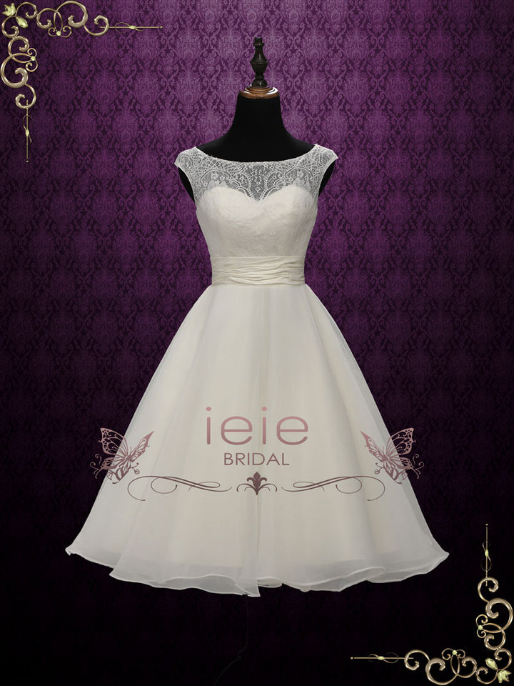 Short Retro Tea Length Lace Wedding Dress | Bree