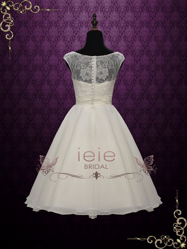 Short Retro Tea Length Lace Wedding Dress | Bree