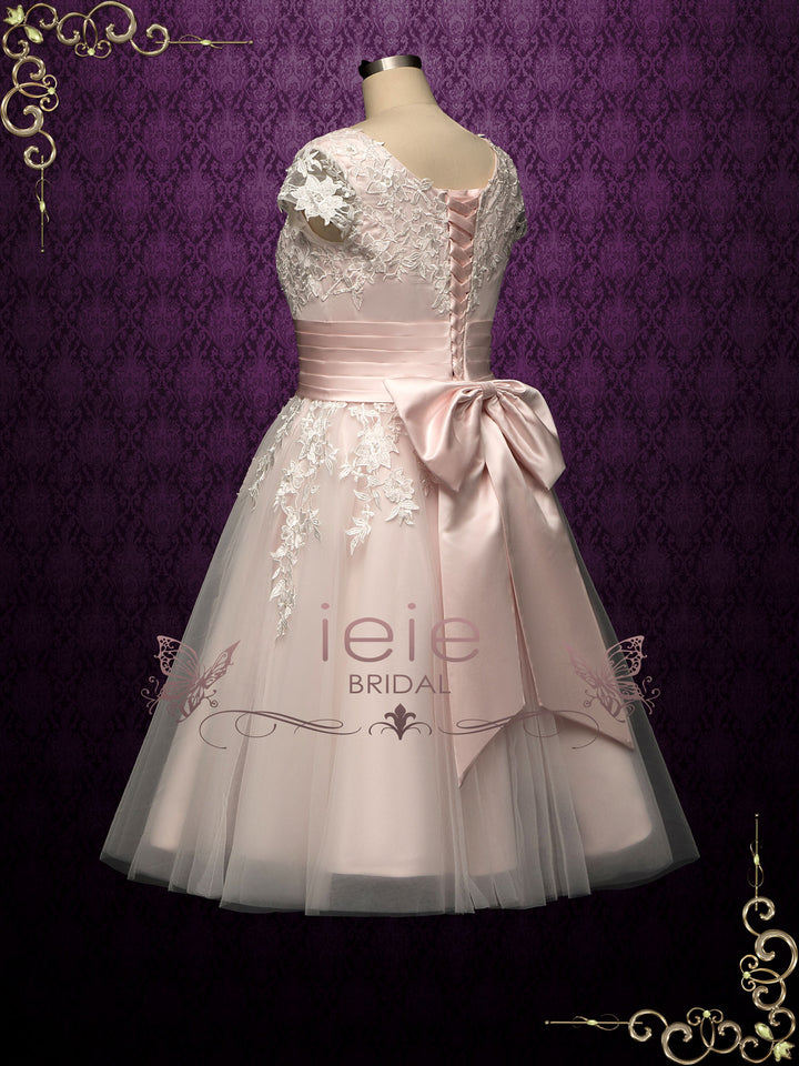 Retro Pink Short Lace Wedding Dress CHINESA