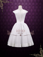 Vintage Retro Tea Length Satin Tulle Wedding Dress AUDREY