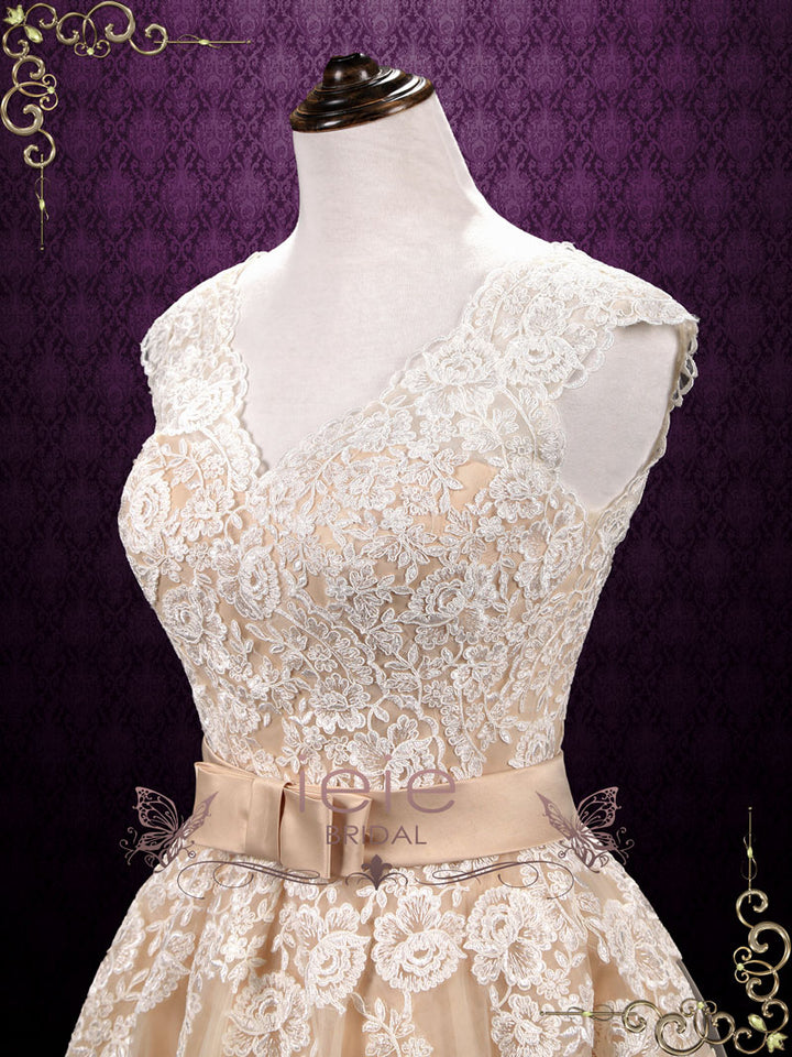 Tea Length Short Lace Wedding Dress DEBBIE