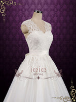 Retro Vintage Short Tea Length Lace Wedding Dress CLOVER