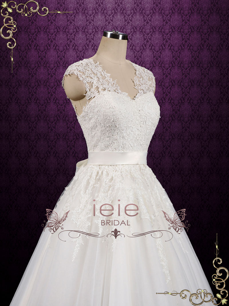 Retro Vintage Short Tea Length Lace Wedding Dress CLOVER