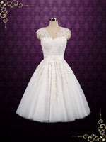 Retro Vintage Short Tea Length Lace Wedding Dress CLOVER