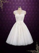 Retro Vintage Short Tea Length Lace Wedding Dress CLOVER