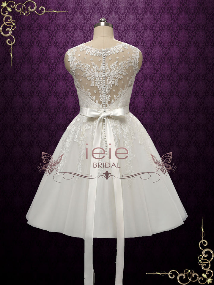 Retro Tea Length Lace Wedding Dress | Clarince