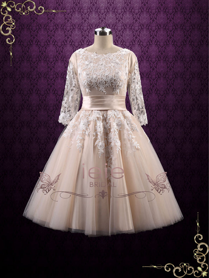 Retro Vintage Style Tea Length Strapless Tulle Wedding Dress with Daisy Floral Applique Size 2 / Ivory Retro Vintage Style Tea Length Strapless Tulle Wedding Dress with Daisy Floral Applique Size 2 / Ivory