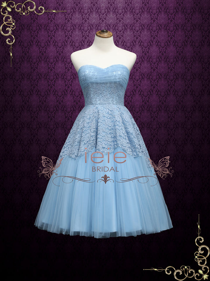 Retro 50s Tea Length Strapless Prom Dress GABBY