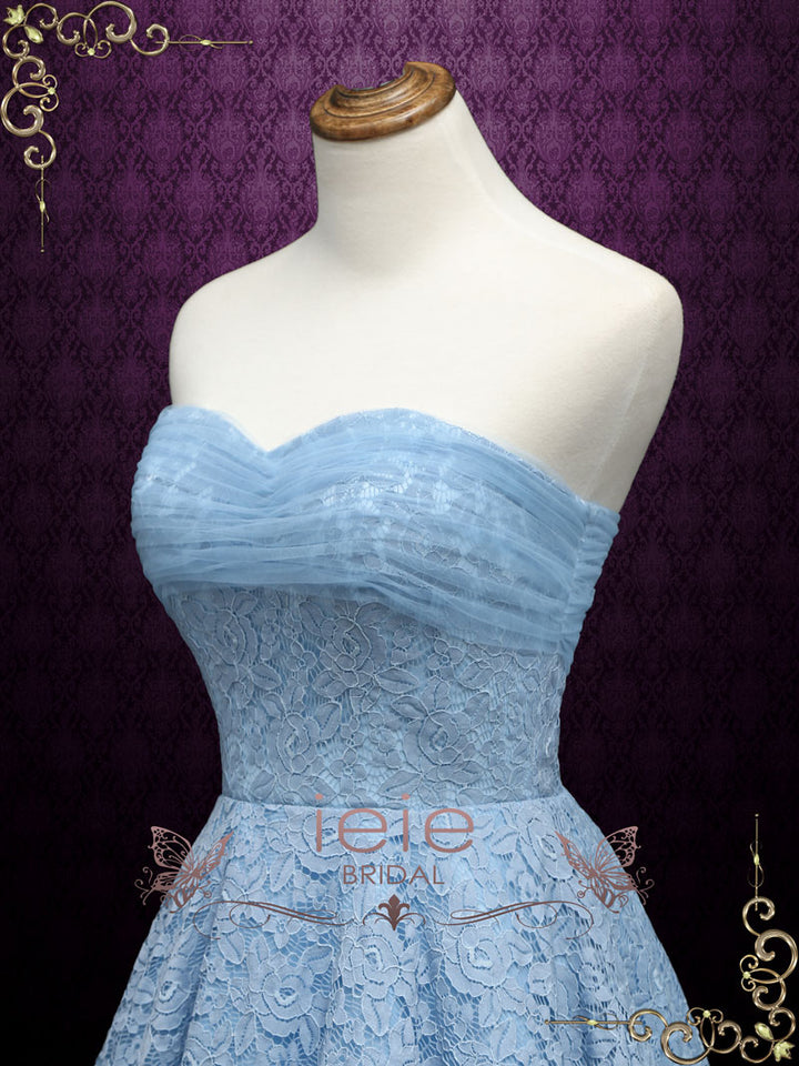 Retro 50s Tea Length Strapless Prom Dress GABBY Custom Size / Blue Retro 50s Tea Length Strapless Prom Dress GABBY Custom Size / Blue