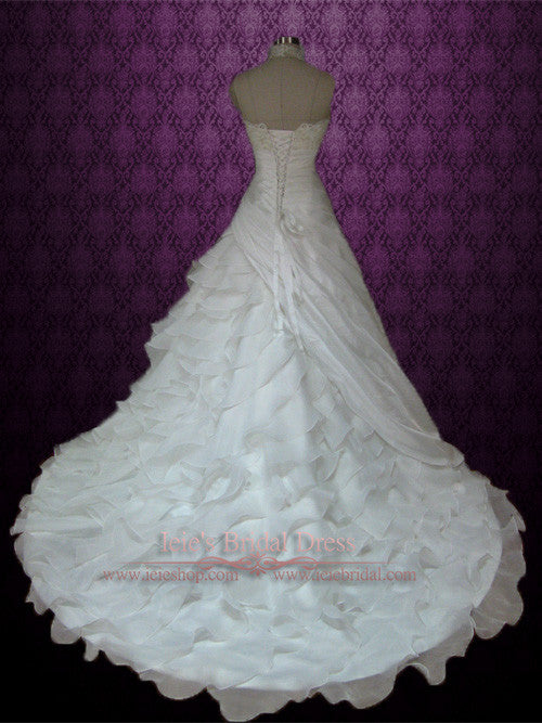 Lace Halter A-line Taffeta Wedding Dress with Organza Ruffle Skirt  ROSA