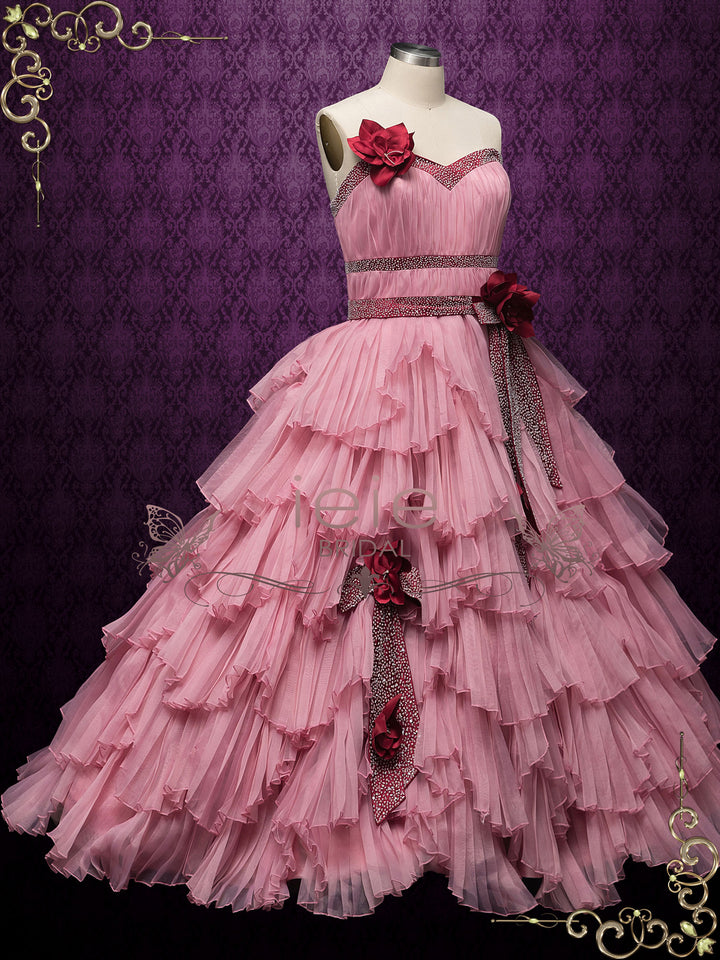 Rose Pink Ball Gown Wedding Dress with Jacket RENATA