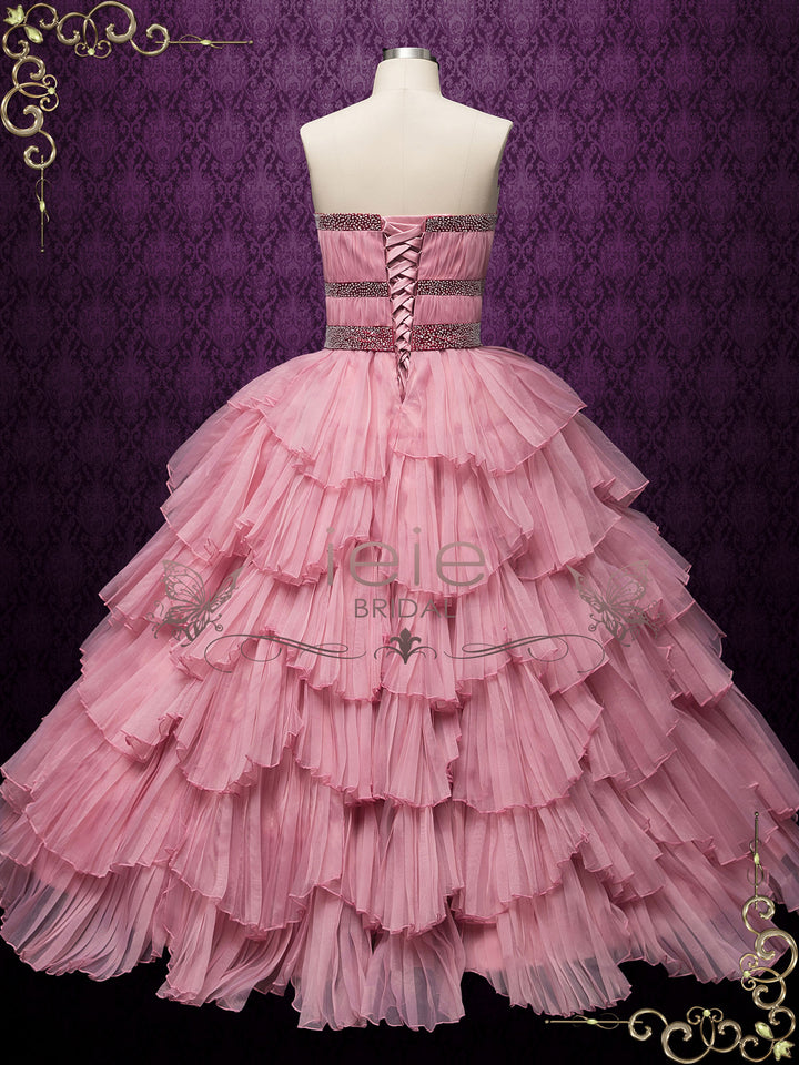Rose Pink Ball Gown Wedding Dress with Jacket RENATA