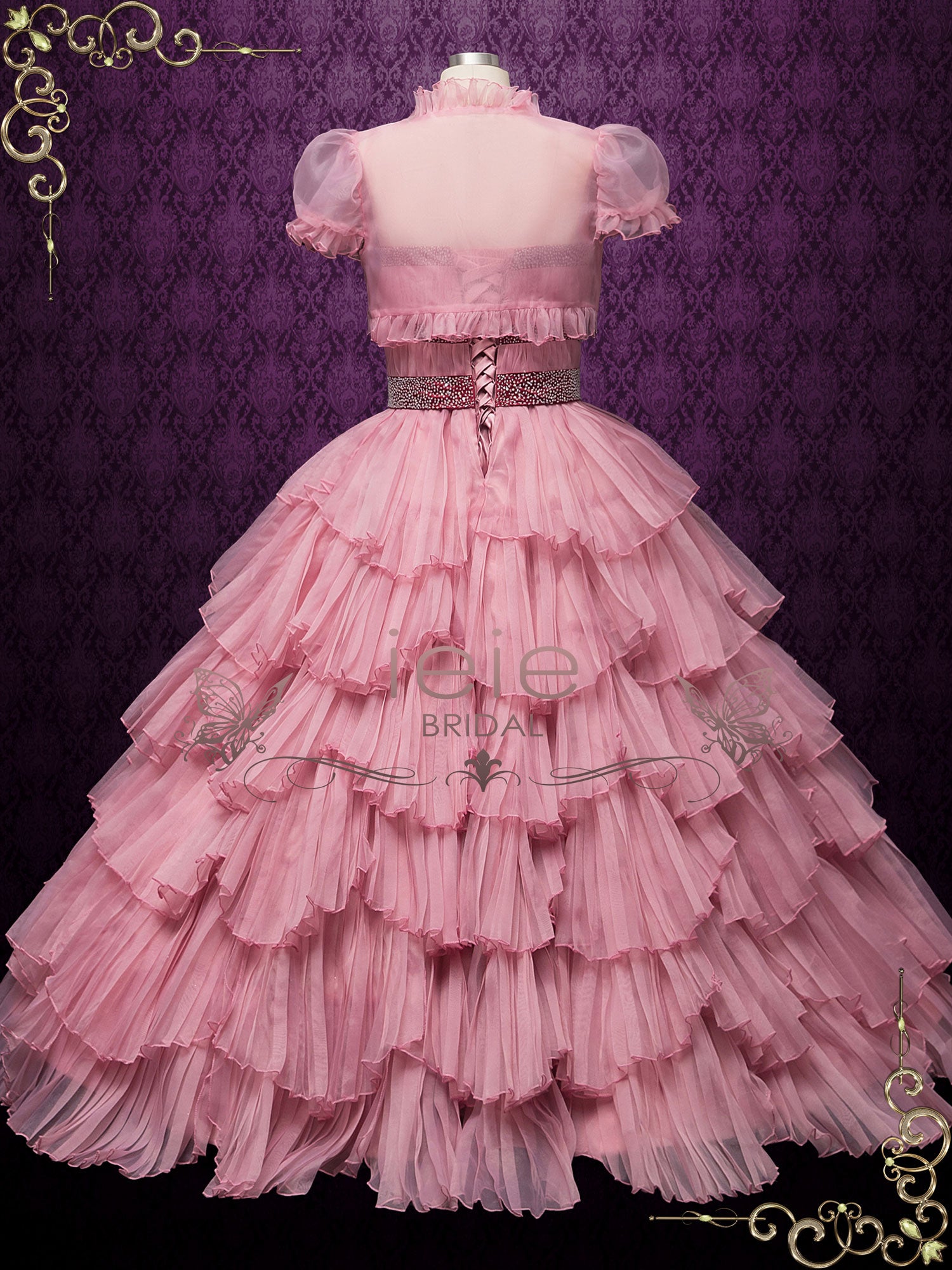 Rose Pink Ball Gown Wedding Dress with Jacket RENATA