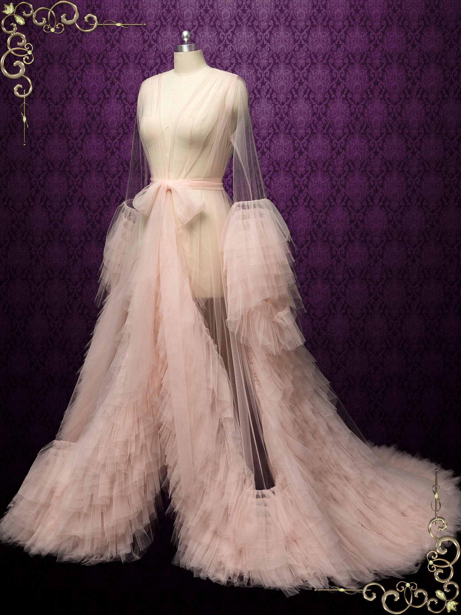 Blush Tulle Robe with Ruffles