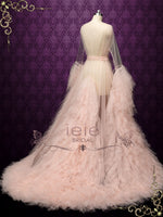 Blush Tulle Robe with Ruffles