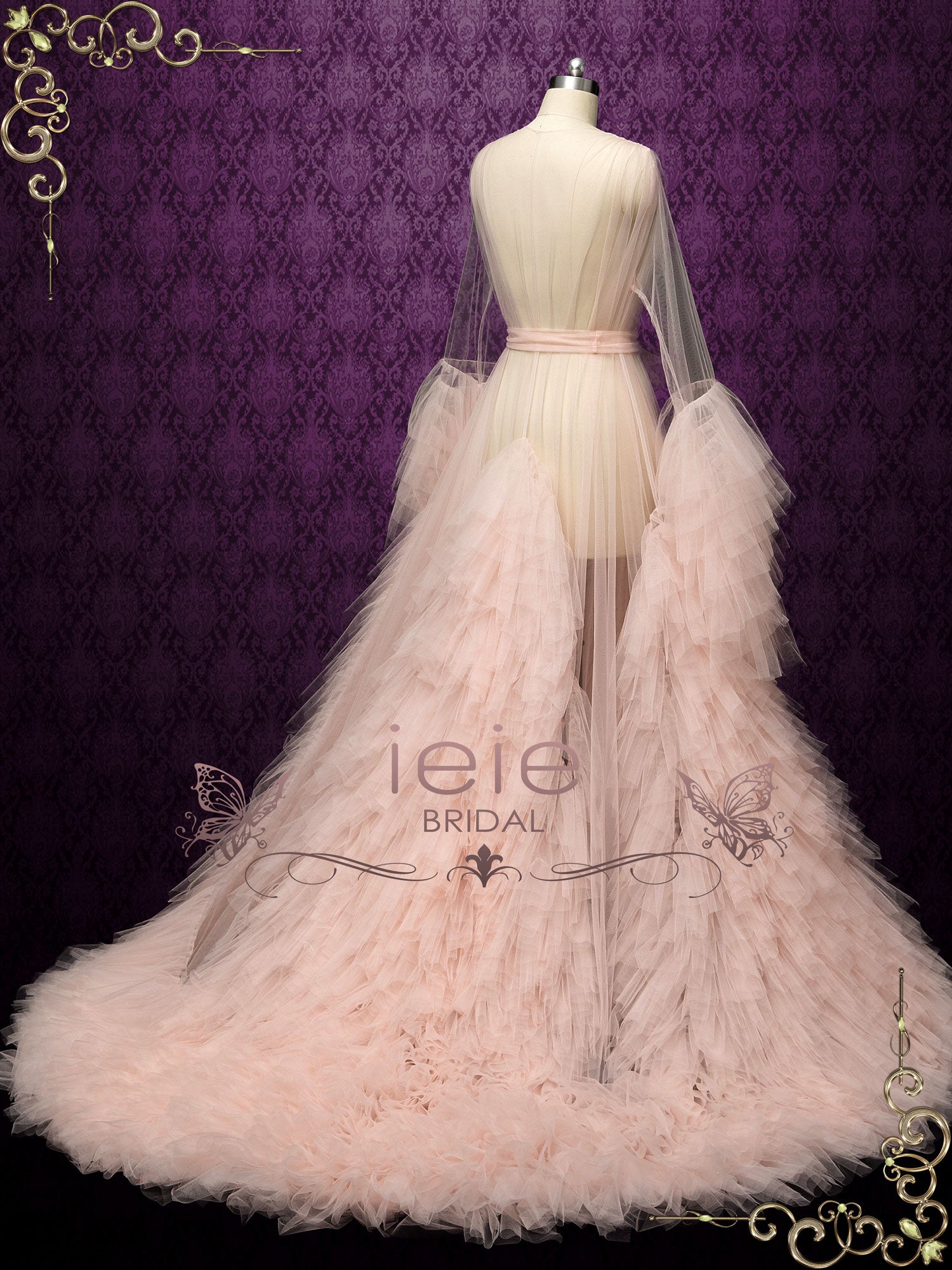 Blush Tulle Robe with Ruffles
