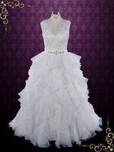 Princess Ruffle Ball Gown Wedding Dress with Lace Bodice | Caren