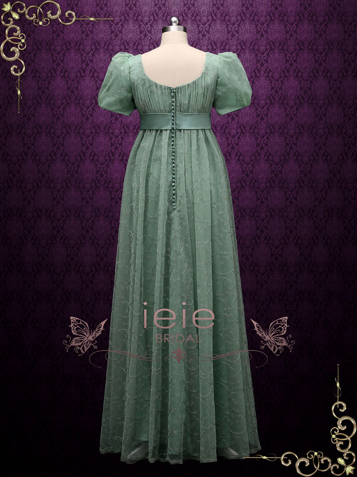 Green Regency Style Empire Dress with Floral Lace JOANNE Size 24W / Green Green Regency Style Empire Dress with Floral Lace JOANNE Size 24W / Green