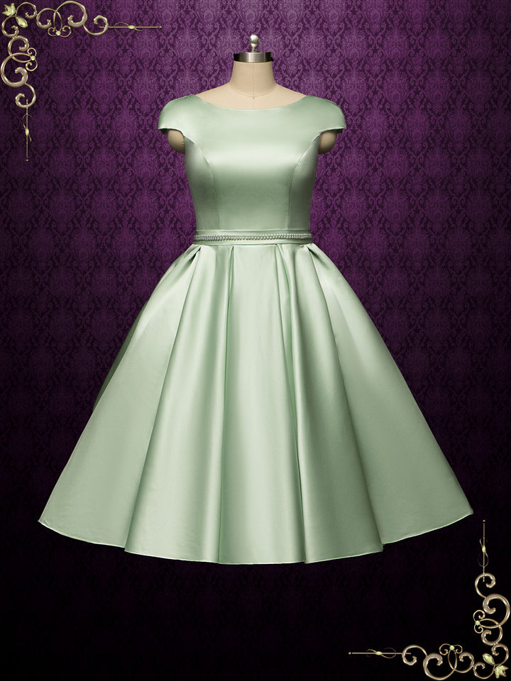 Vintage Inspired Green Tea Length Wedding Dress BETTY