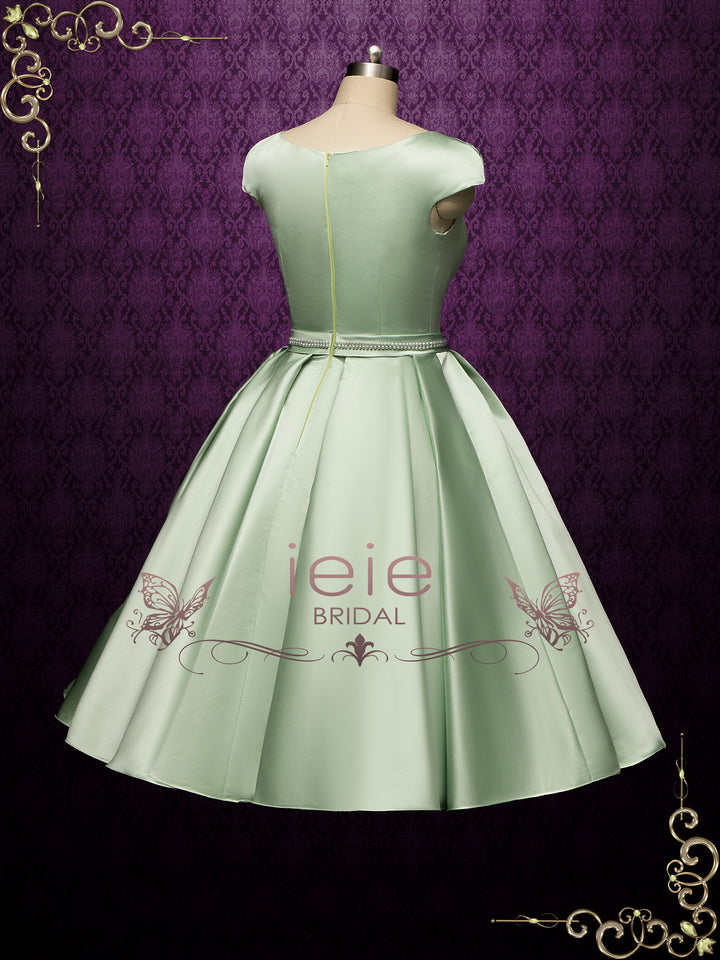 Vintage Inspired Green Tea Length Wedding Dress BETTY