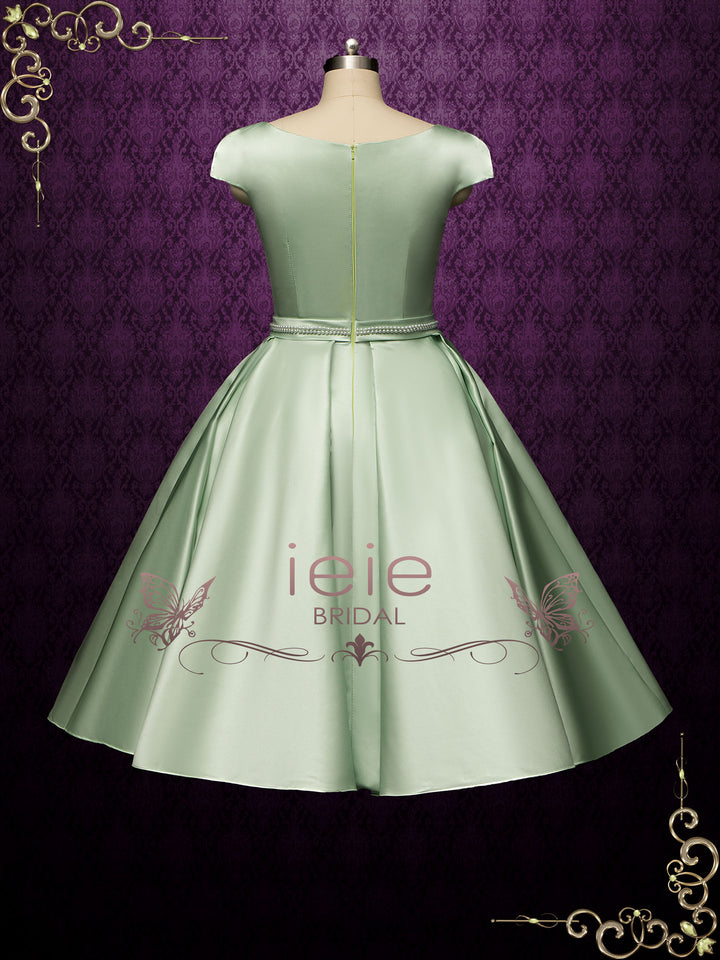 Vintage Inspired Green Tea Length Wedding Dress BETTY