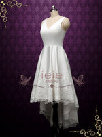Satin High Low Wedding Dress with Lace Edge TIA