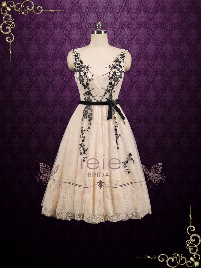 Short Lace Formal Dress with Black Lace