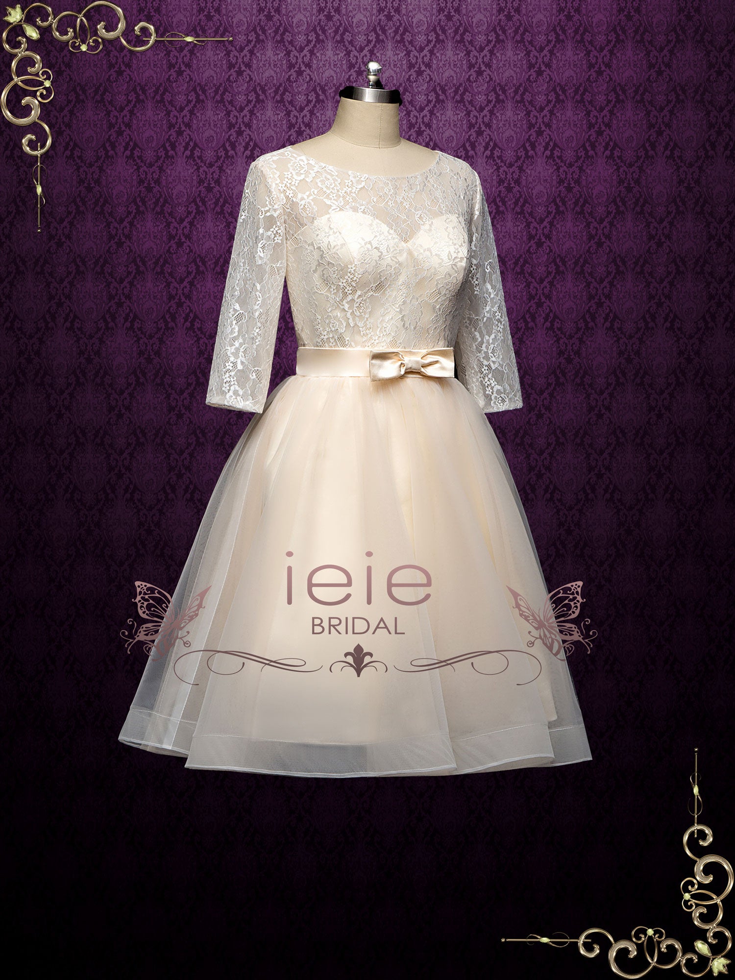 Short Champagne Reception Court Wedding Dress HARLEY