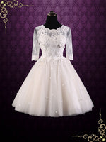 Short Lace Wedding Dress with Half Sleeves | Zoey