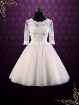 Short Lace Wedding Dress with Half Sleeves | Zoey