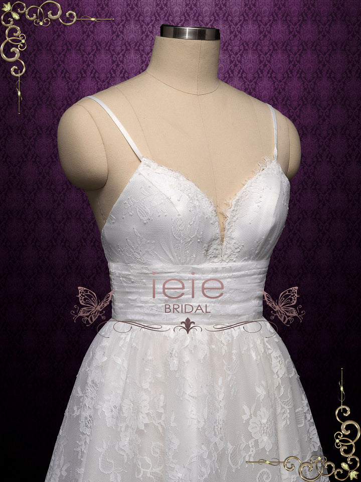 Short Lace Reception Wedding Dress Elia Size 28W / Ivory Short Lace Reception Wedding Dress Elia Size 28W / Ivory