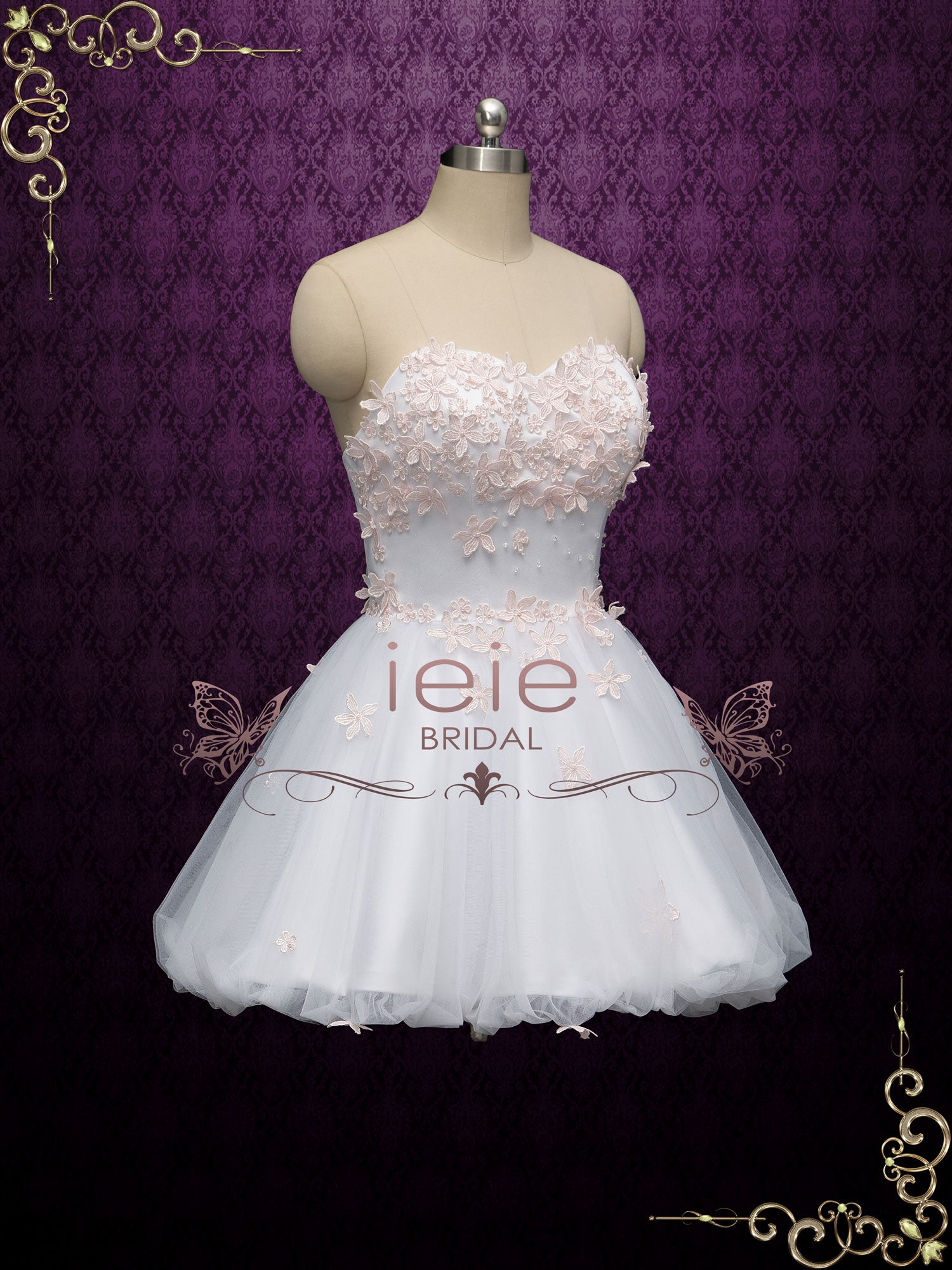 Short Cherry Blossom Strapless Wedding Dress ALIA