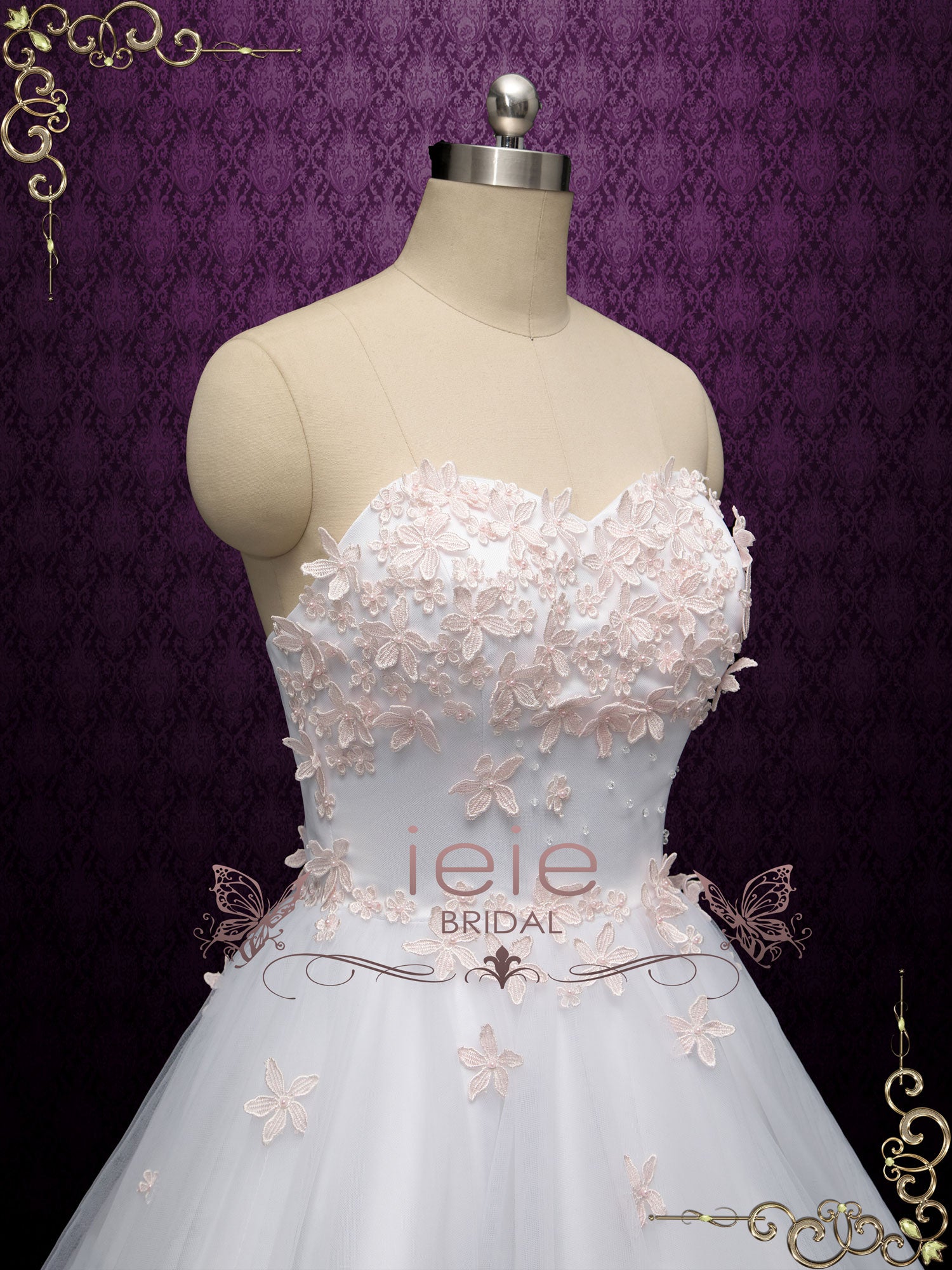 Short Cherry Blossom Strapless Wedding Dress ALIA